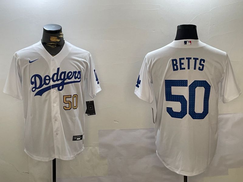 Men Los Angeles Dodgers 50 Betts White Game 2024 Nike MLB Jersey style 12112
